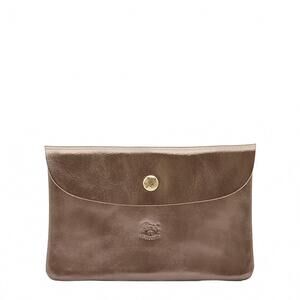 NEW IL BISONTE women's envelope with button clutch bag in bronze